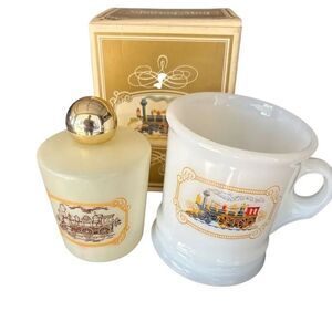 Avon Iron Horse Locomotive Shaving Mug & EMPTY Blend 7 After Shave Decanter